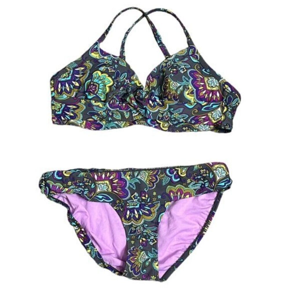 Women's ATHLETA Paisley Print Twist Front Bikini Set Size 36B/C + SML EUC #1299